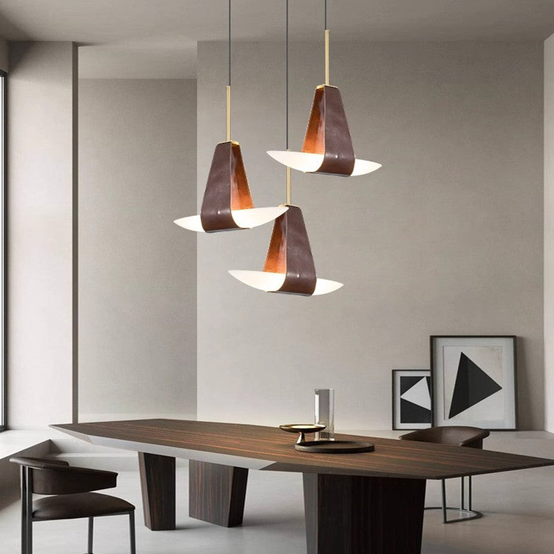 Valentina Suspension Luminaire Industrielle Rouge Verre Métal Salon - Neutralighting