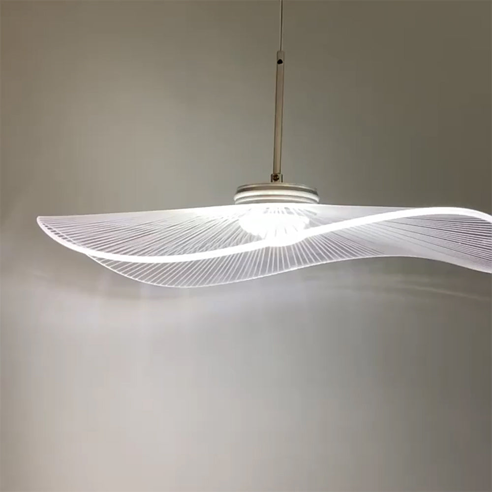 Arisha Suspension Feuille de lotus Contemporaine, Métal/Acrylique, Blanc, Salle de Séjour/Chambre à Coucher - Neutralighting