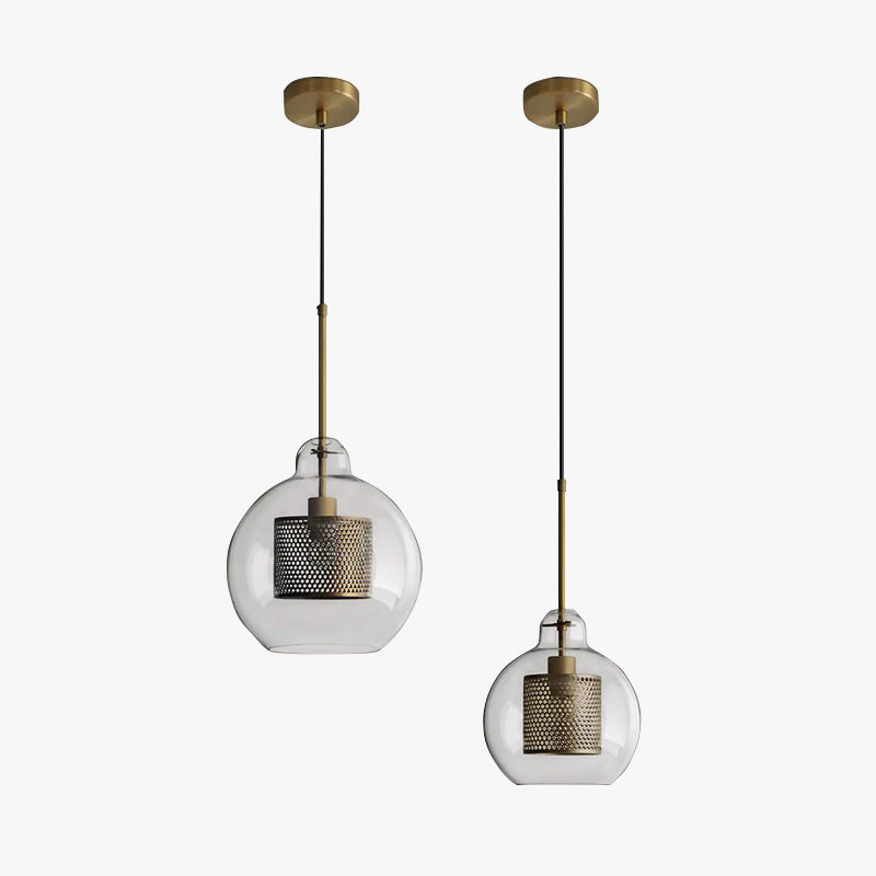 Hessa Suspension Globe/Cylindre Moderne. Métal/Verre. Doré/Argent. Salon - Neutralighting