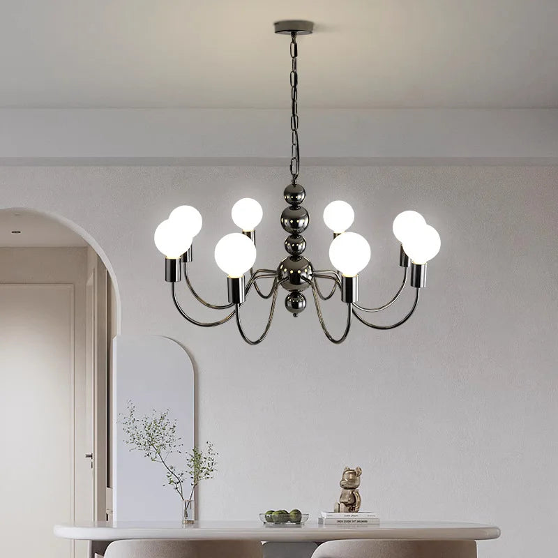 Valentina Lustre Médiéval LED Sphérique Noir Métal Salon