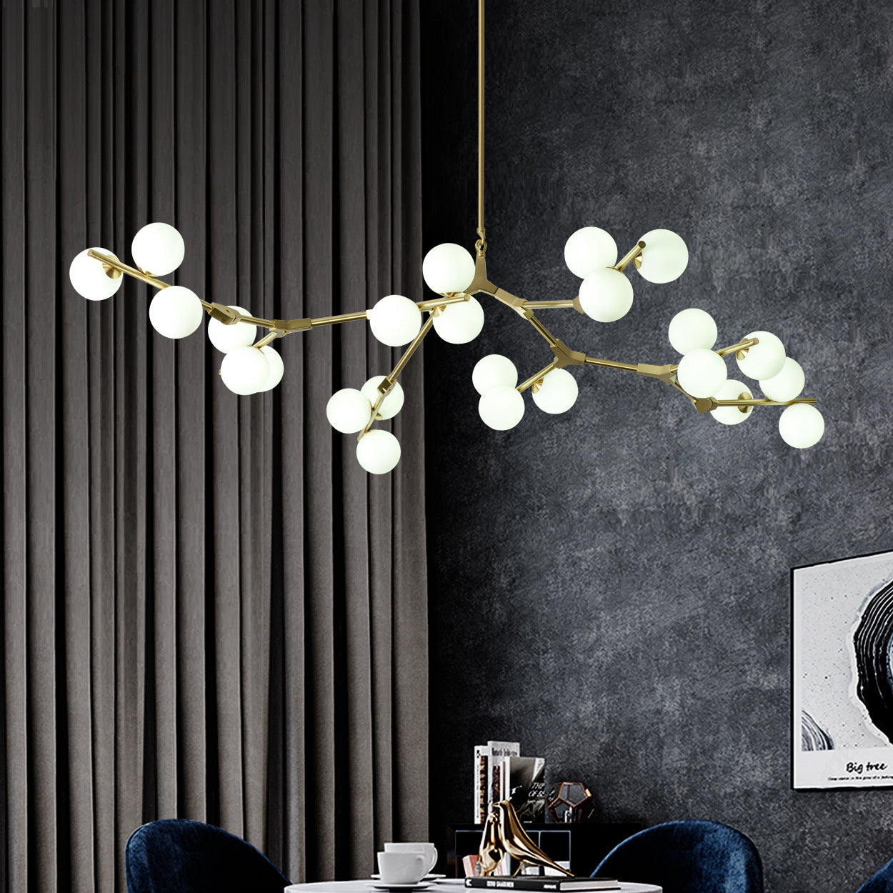 Valentina Moderne LED Lustre Or/Noir Verre Salon/Chambre À Coucher