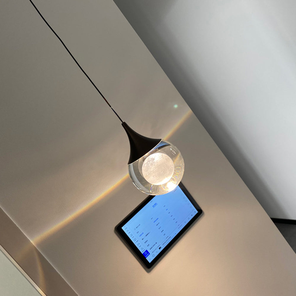 Aria Suspension Globe Inhabituel, Métal/Cristal, Noir/Blanc, Chevet/Salon - Neutralighting
