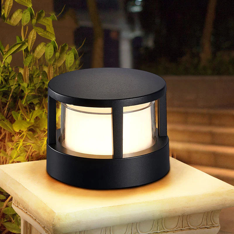 Ray Lampadaire Cylindre Moderne, Métal/Acrylique, Noire/Blanche, Jardin - Neutralighting