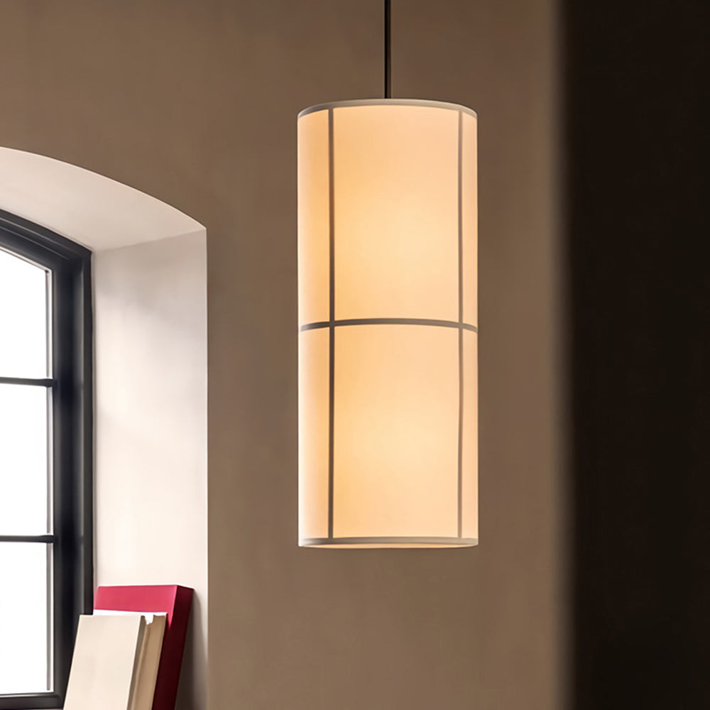 Calen Suspension Cylindre Vintage. Métal/Soie. Blanc/Beige/Noir. Chambre à Coucher/Salon - Neutralighting
