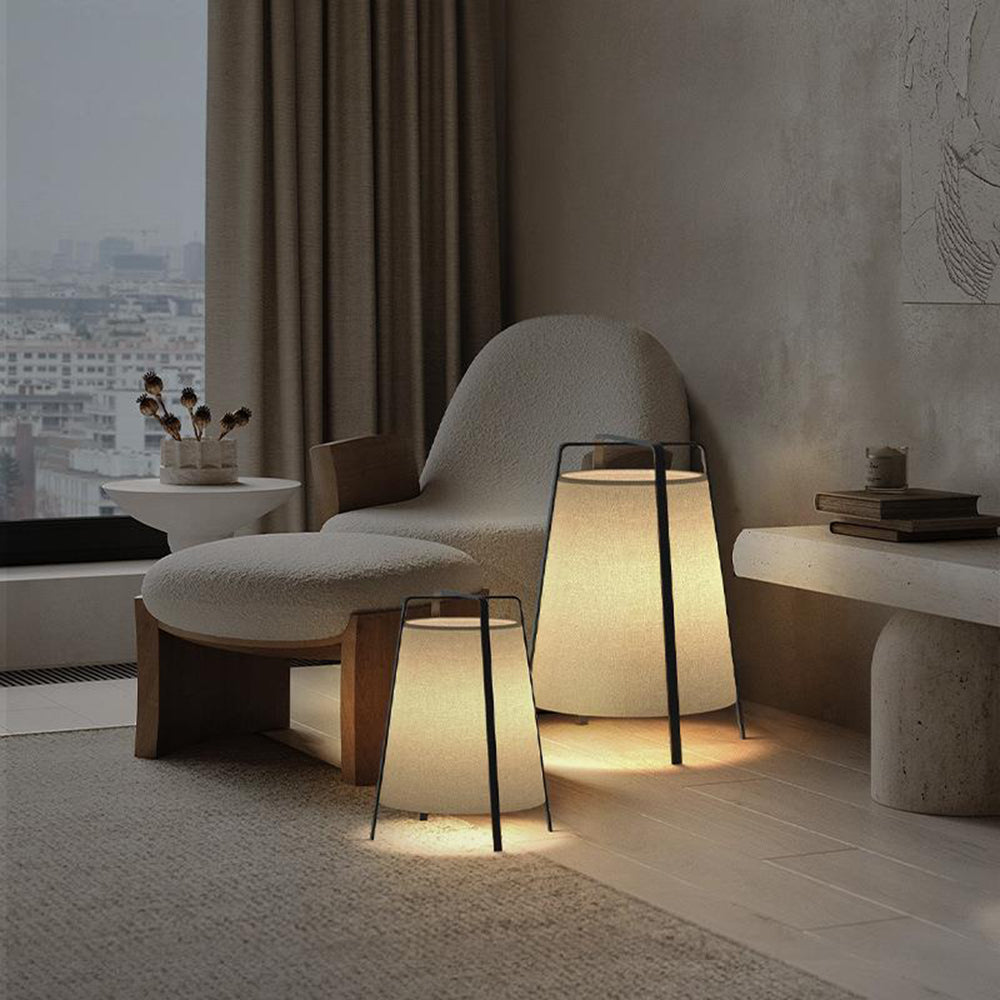 Ritta Lampadaire Dôme Nordique, Métal/Tissu, Beige, Chambre à Coucher - Neutralighting