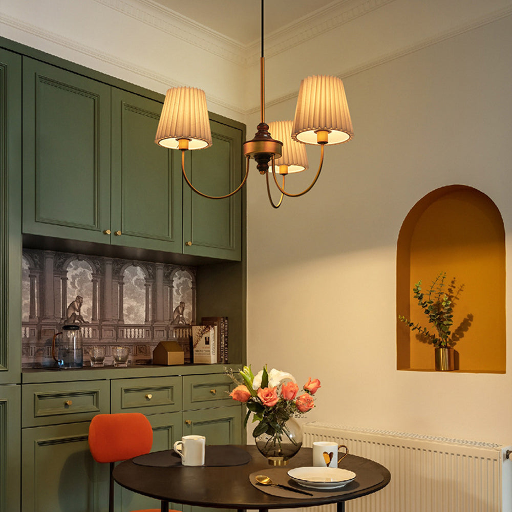 Silva Lustre Vintage, Métal/Tissu, Blanc/Vert, Salle à Manger/Salle à Séjour - Neutralighting