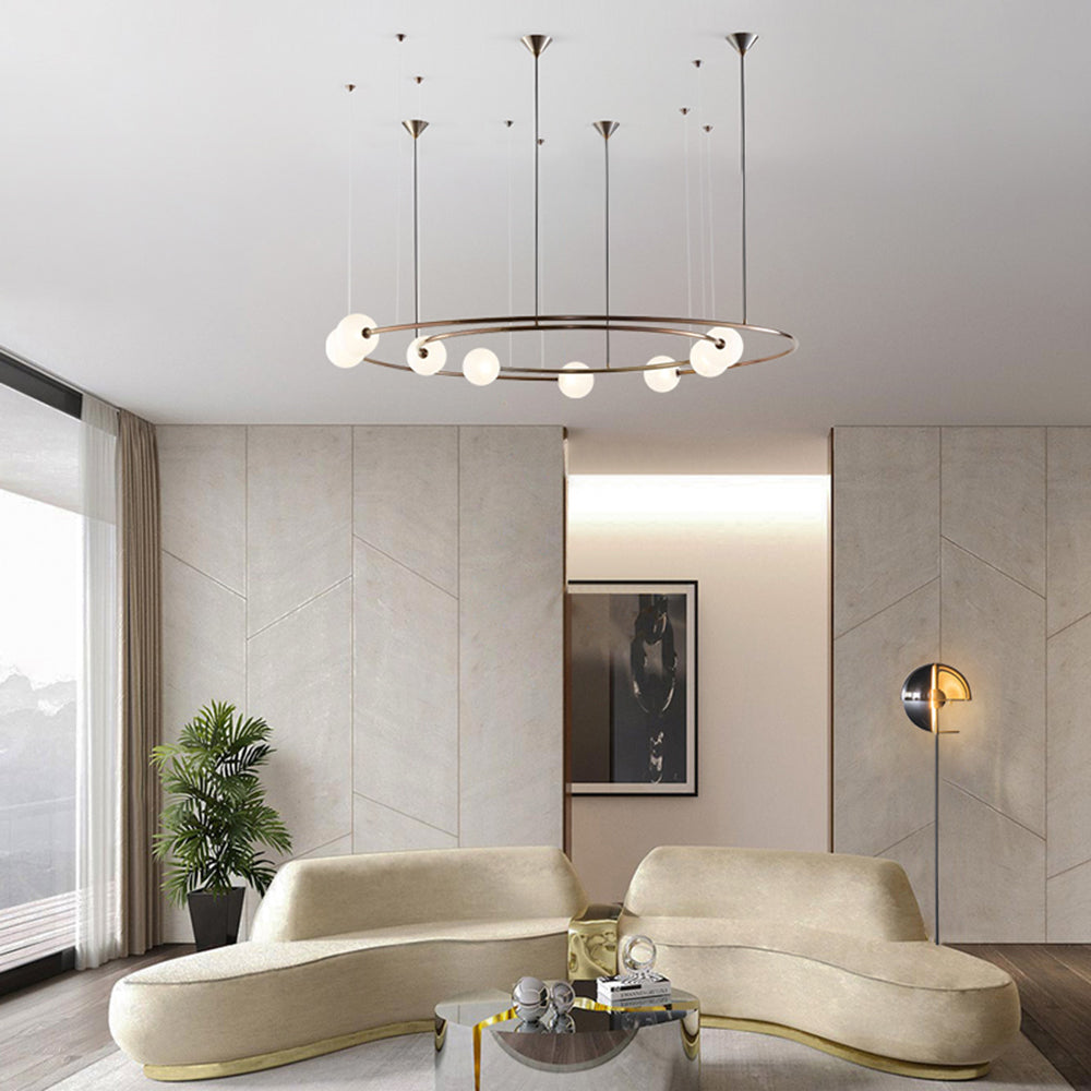 Valentina Suspension Anneau Moderne, Métal/Verre, Noir/Doré, Salon - Neutralighting