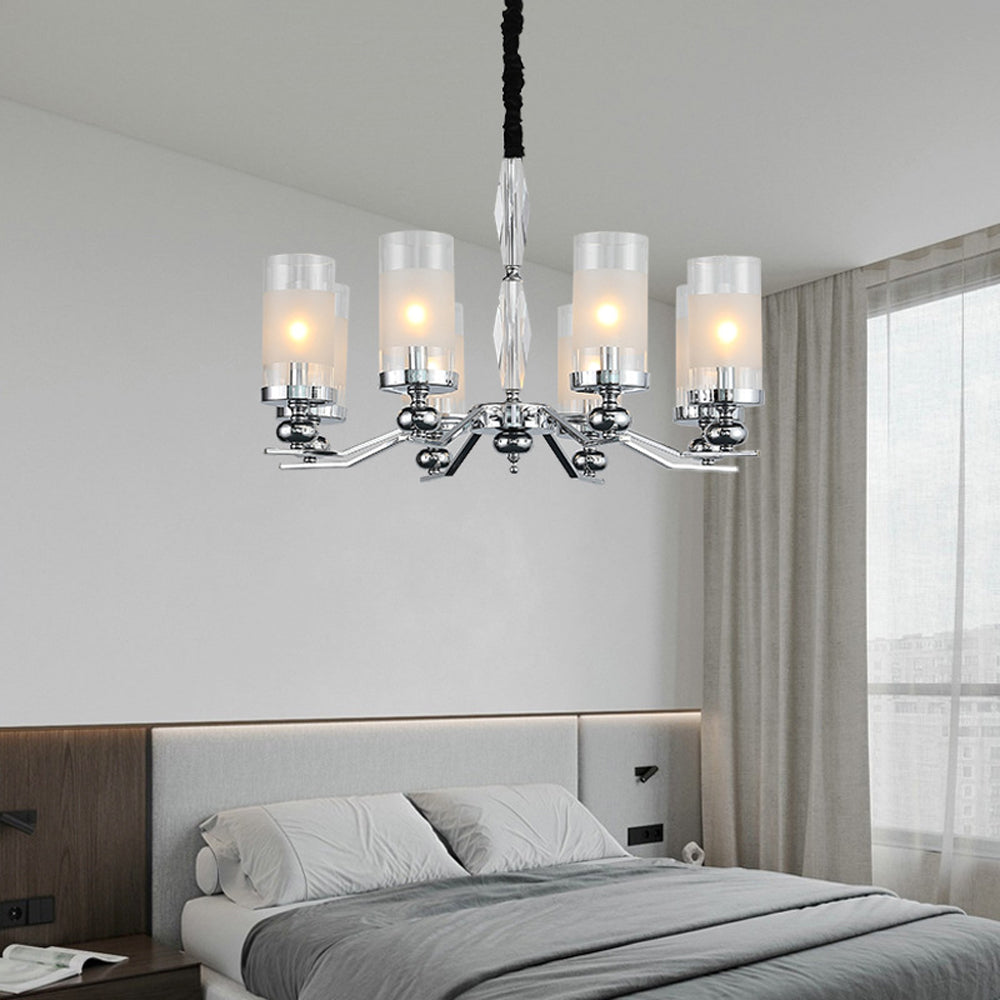 Silva Suspension Cylindre Moderne, Métal/Verre, Chromé, Salon/Salle à Manger - Neutralighting
