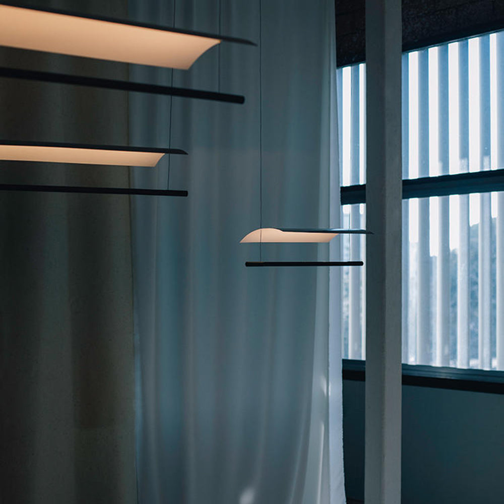 Ray Suspension Linéaire Inhabituel, Métal/Acrylique, Noir, Salon/Restaurant - Neutralighting