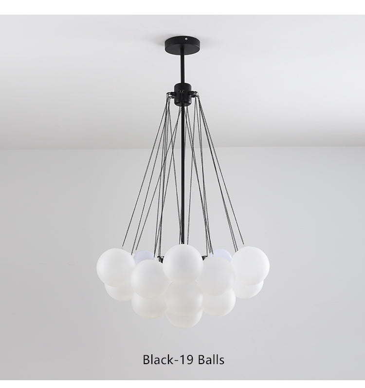 Valentina Lustre Globe Modenre, Fer/Verre, Noir/Blanc, Salon - Neutralighting
