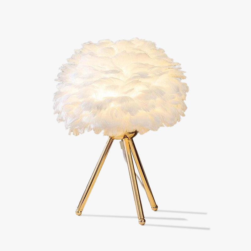 O'Moore Lampe de Table Fleur Nordique, Plume/Métal, Chambre - Neutralighting