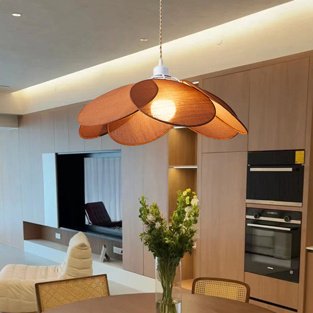 Ritta Suspension Petale Contemporain, Metal/Tissu, Orange/Marron/Beige, Salon - Neutralighting