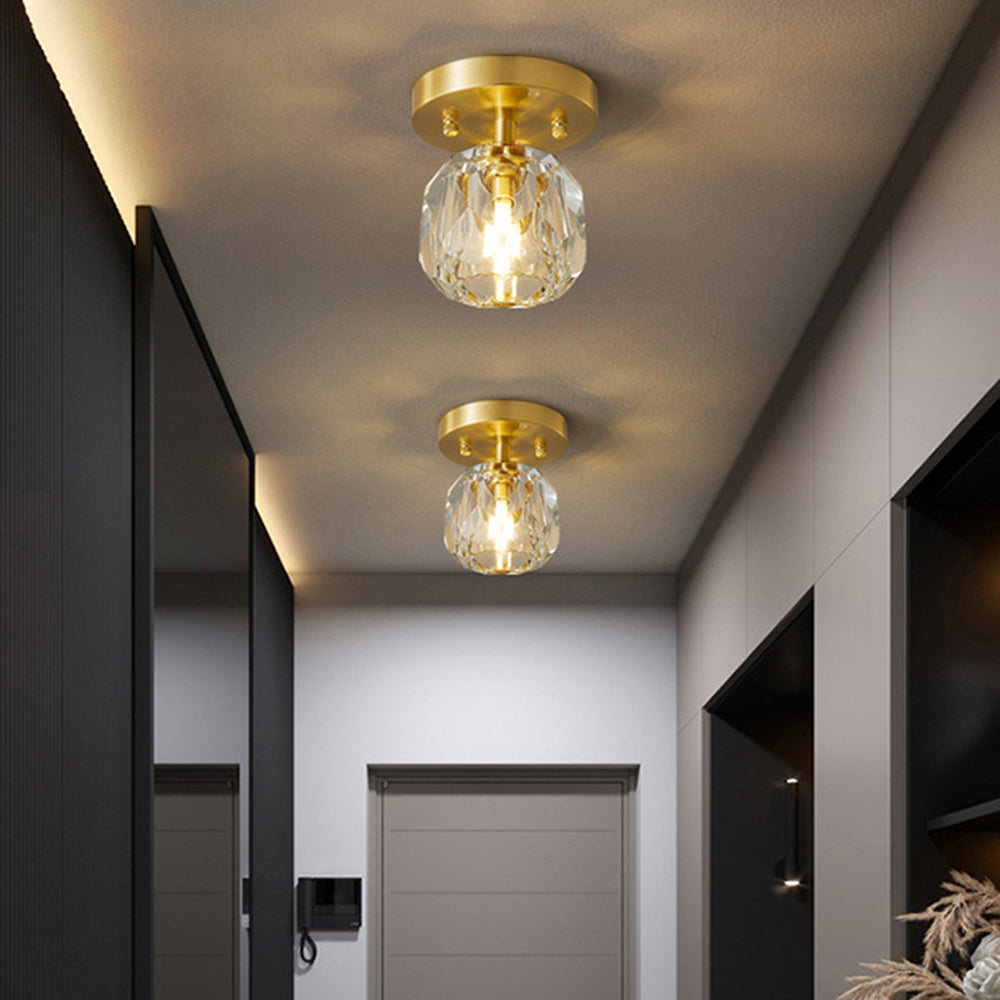 Kristy Plafonnier Diamant Cristal, Métal/Cristal, Doré, Salon - Neutralighting