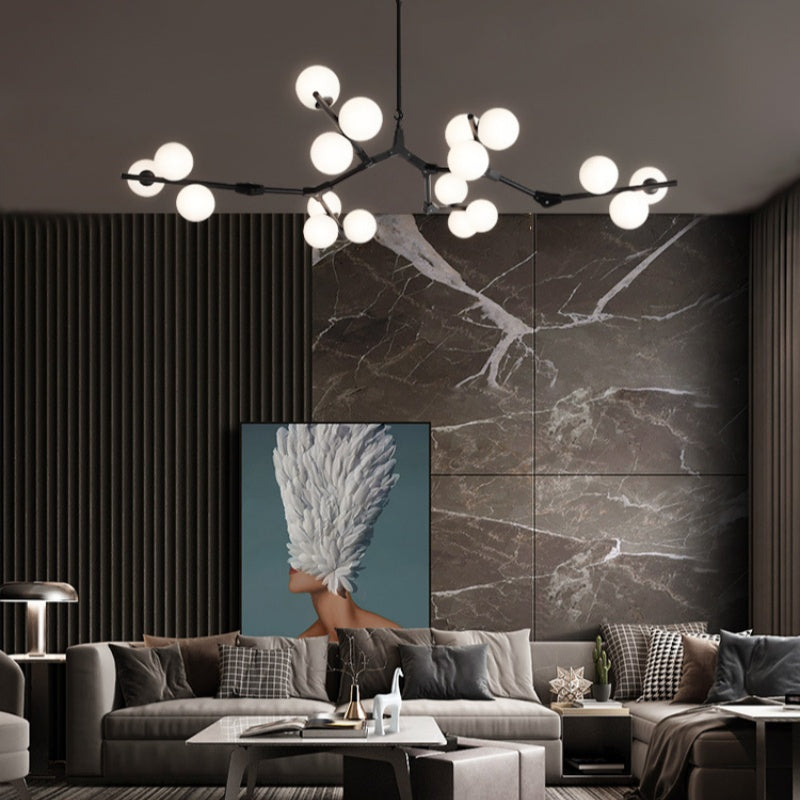 Valentina Moderne LED Lustre Or/Noir Verre Salon/Chambre À Coucher