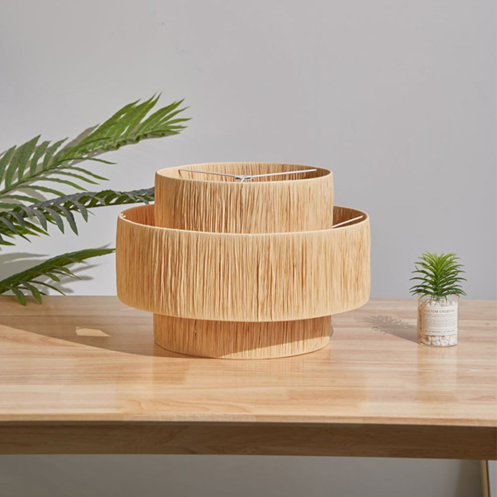 Ritta Rattam Suspension Ronde Simple, Métal/Rotin, Marron, Chambre à Coucher/Librairie - Neutralighting