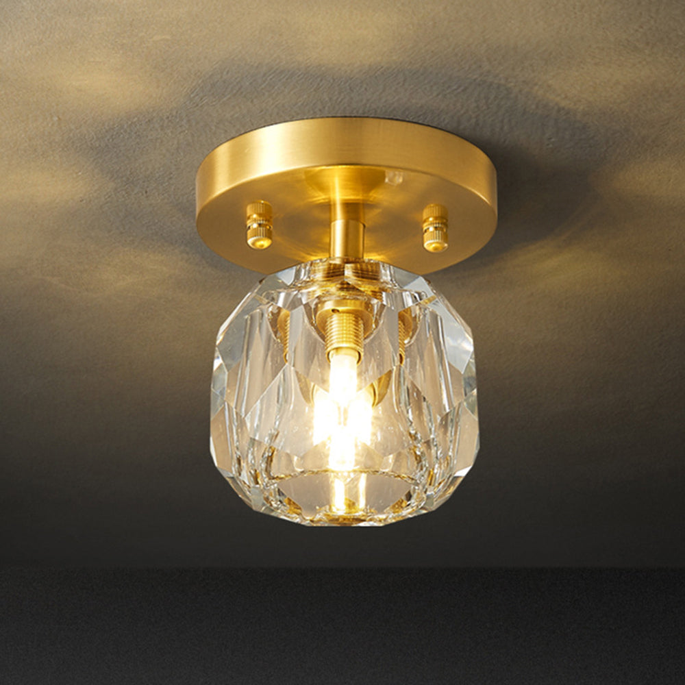 Kristy Plafonnier Diamant Cristal, Métal/Cristal, Doré, Salon - Neutralighting