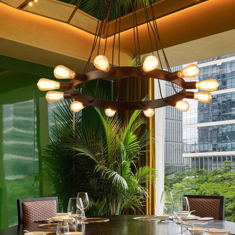 Silva Vintage LED Lustre Marron Métal Salon/Bar/Salle À Manger