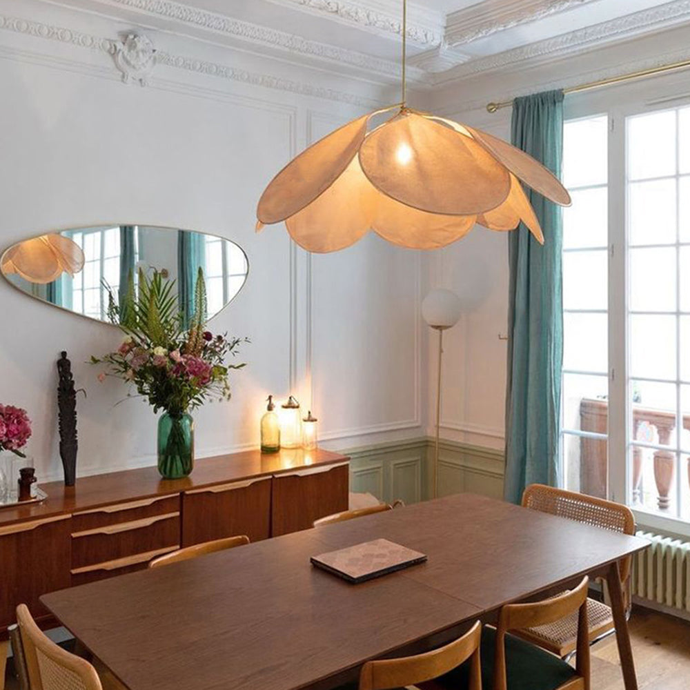 Ritta Suspension Petale Moderne, Metal/Tissu, Blanc/Marron, Salon - Neutralighting