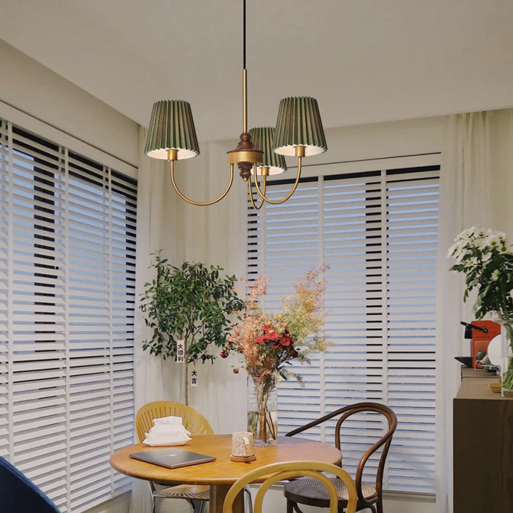 Silva Lustre Vintage, Métal/Tissu, Blanc/Vert, Salle à Manger/Salle à Séjour - Neutralighting