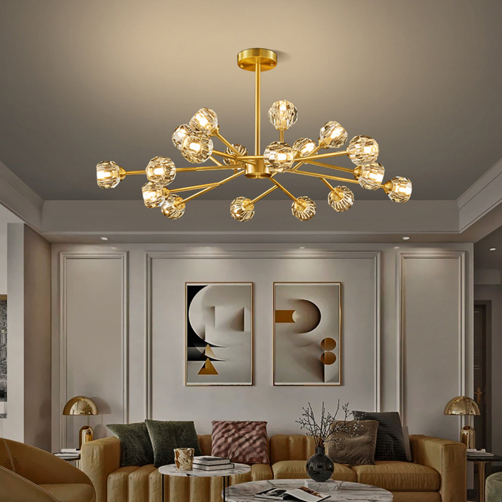 Valentina Luminaires Suspensions Multi Balle Moderne Cuivre/Cristal Noir/Doré Salon/Salle à Manger
