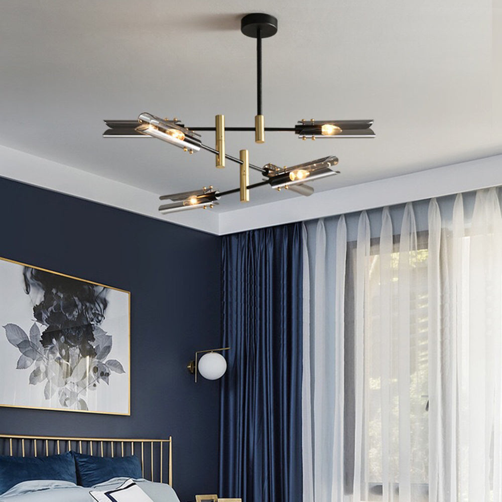 Arisha Plafonnier Linéaire Moderne, Métal/Verre, Gris Fumé/Ambre, Salon - Neutralighting