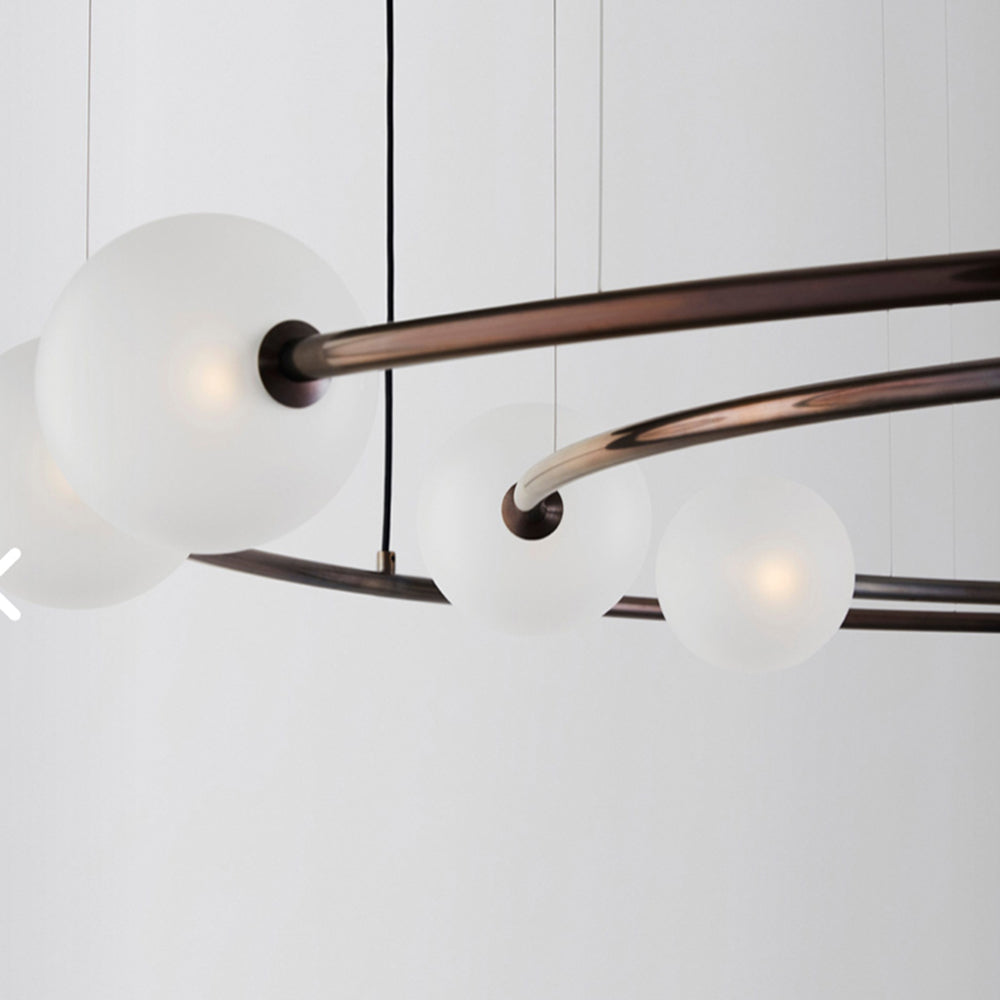 Valentina Suspension Anneau Moderne, Métal/Verre, Noir/Doré, Salon - Neutralighting
