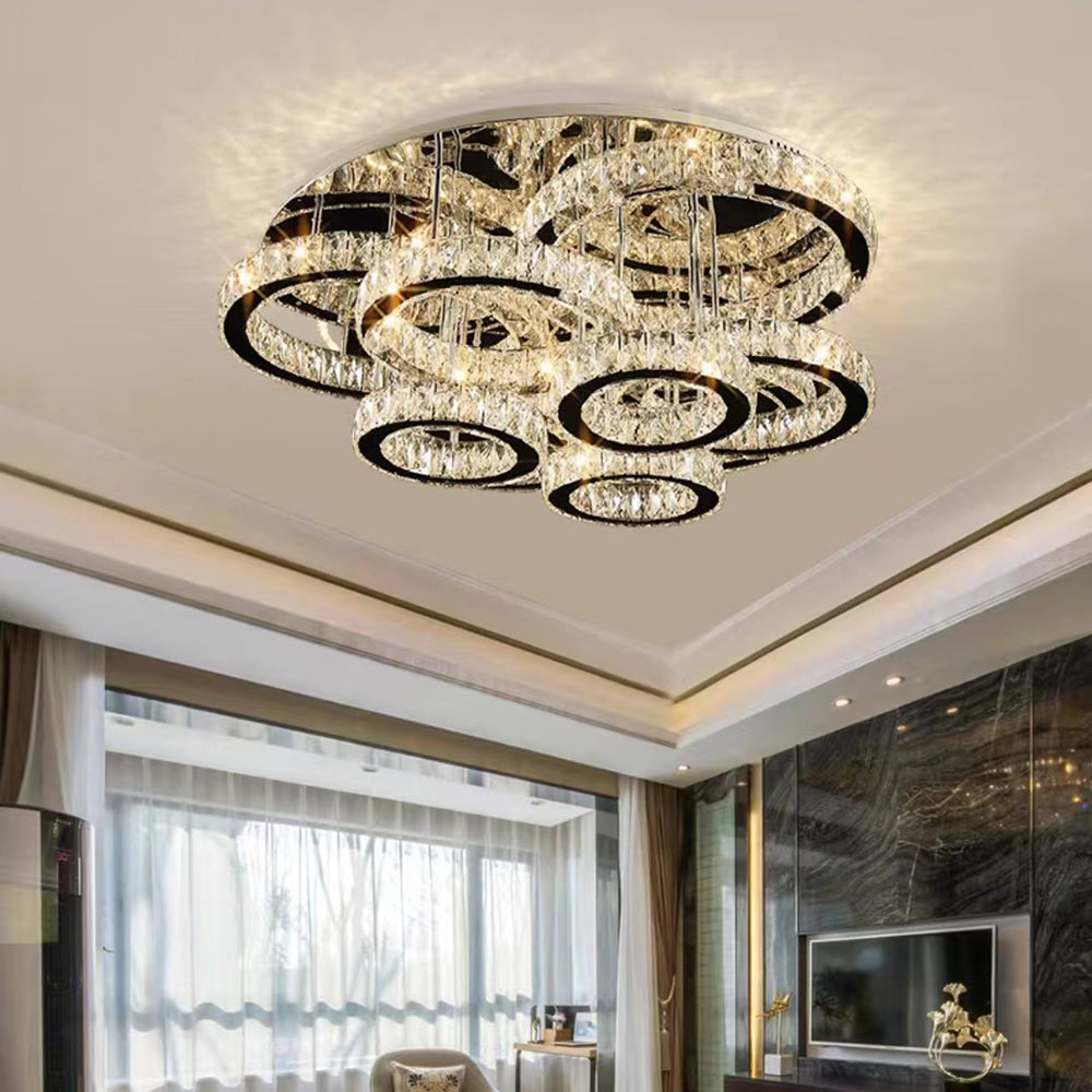 Kristy Design Italien LED Plafonnier Anneau Moderne Métal/Cristal Or Chambre à Coucher/Salle à Manger - Neutralighting
