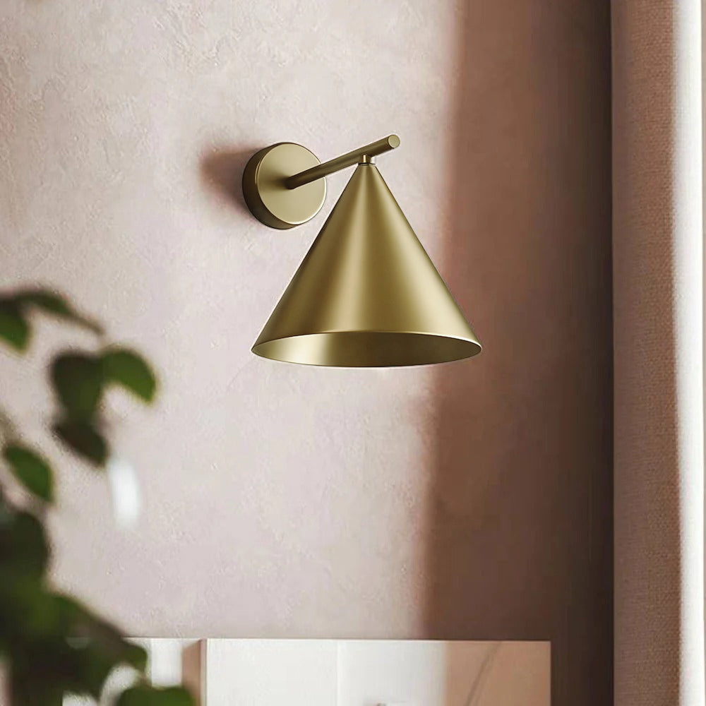 Arisha Applique Murale Moderne Minimaliste Conique Étanche, Métal, Noir/Or, Extérieur - Neutralighting