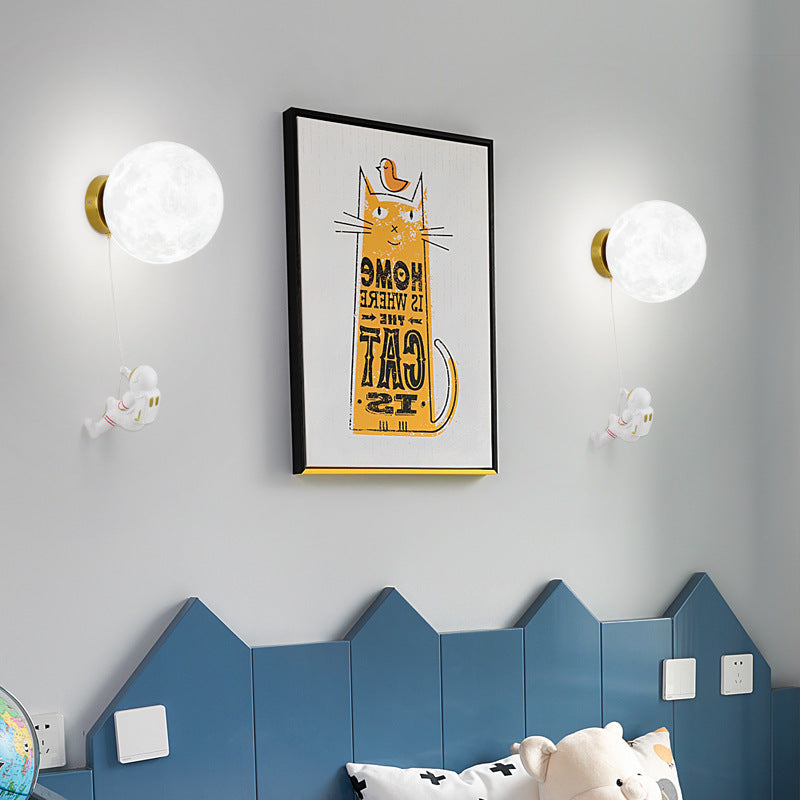 Aria Lune LED Applique Murale Blanc Résine Chambre Des Enfants