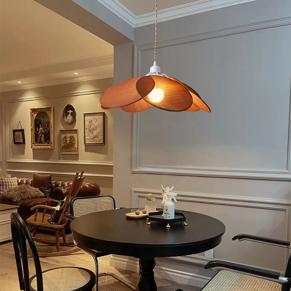 Ritta Suspension Petale Contemporain, Metal/Tissu, Orange/Marron/Beige, Salon - Neutralighting