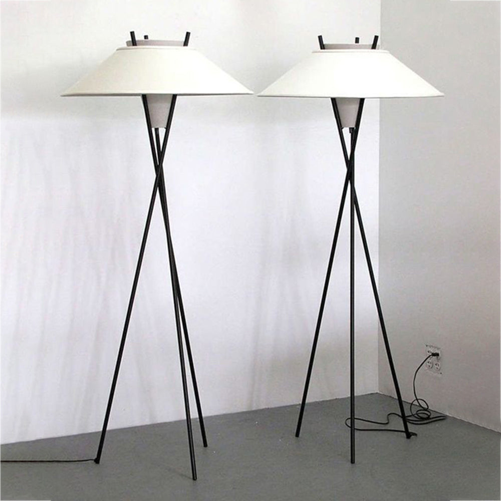 Arisha Lampadaire Trépied Simple, Métal/Tissu, Blanc, Chambre/Salon - Neutralighting
