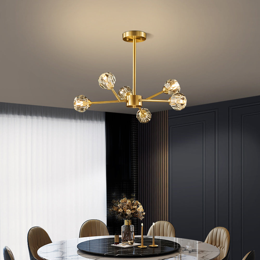 Valentina Luminaires Suspensions Multi Balle Moderne Cuivre/Cristal Noir/Doré Salon/Salle à Manger