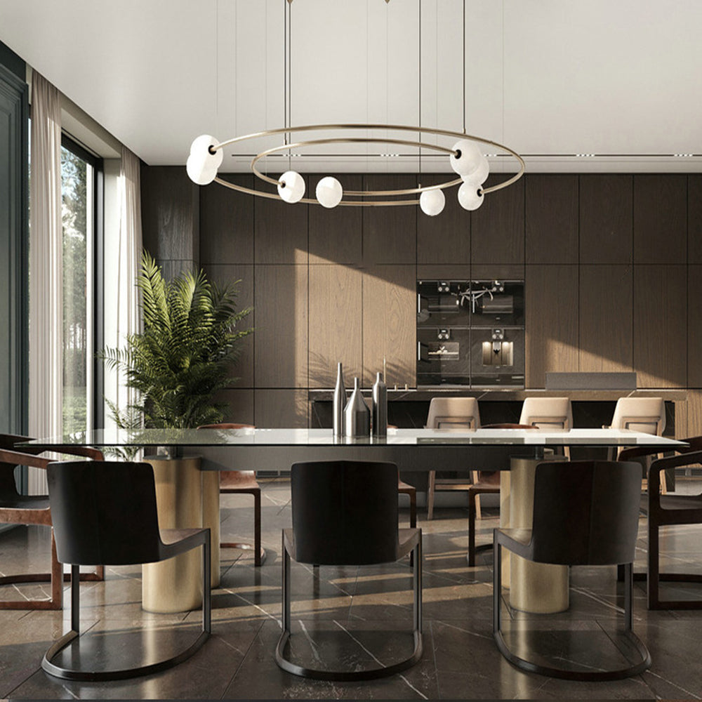 Valentina Suspension Anneau Moderne, Métal/Verre, Noir/Doré, Salon - Neutralighting