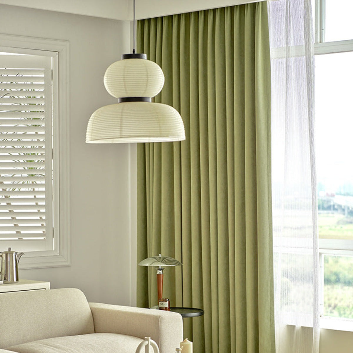 Ritta Suspension Bol Moderne, Metal/Tissu, Beige, Salon - Neutralighting