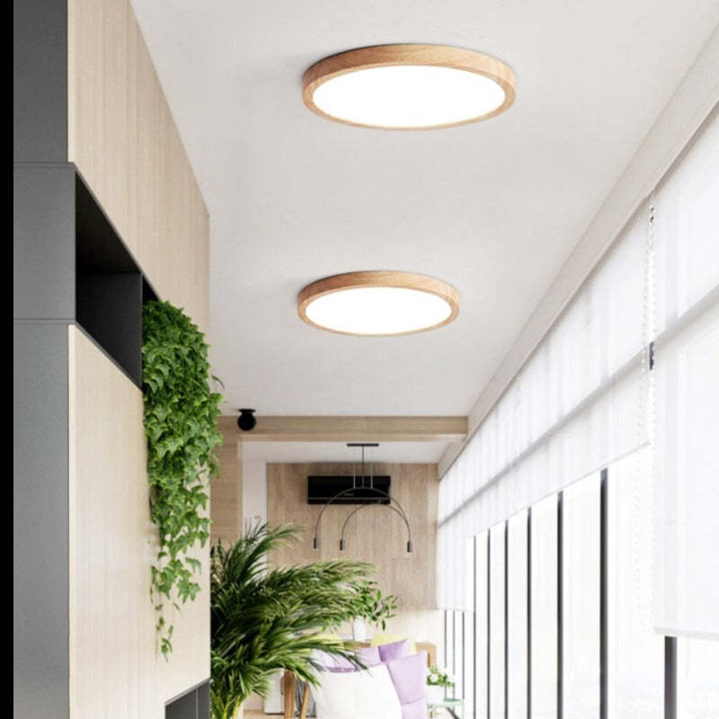 Aven Plafonnier Rond Moderne. Bois Salon - Neutralighting