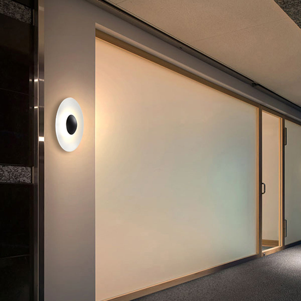 Ray Applique Murale Extérieur Ronde Design, Métal, Noir/Blanc, Extérieur - Neutralighting