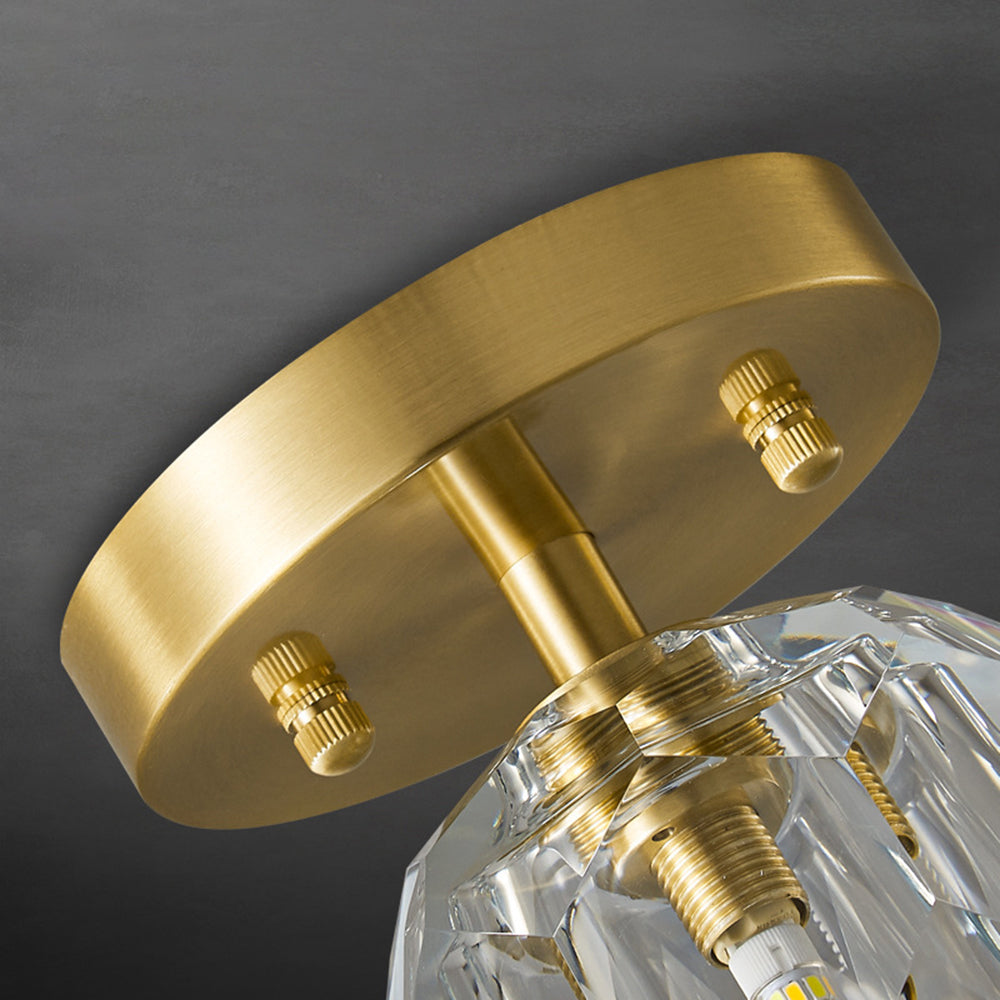 Kristy Plafonnier Diamant Cristal, Métal/Cristal, Doré, Salon - Neutralighting