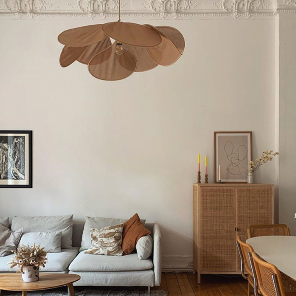 Ritta Suspension Petale Moderne, Metal/Tissu, Blanc/Marron, Salon - Neutralighting