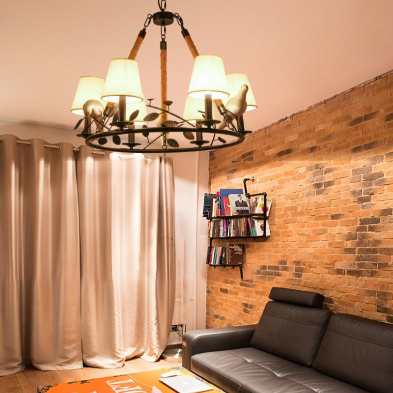 Epoch Vintage LED Lustre Noir Métal Tissu Salon/Chambre À Coucher
