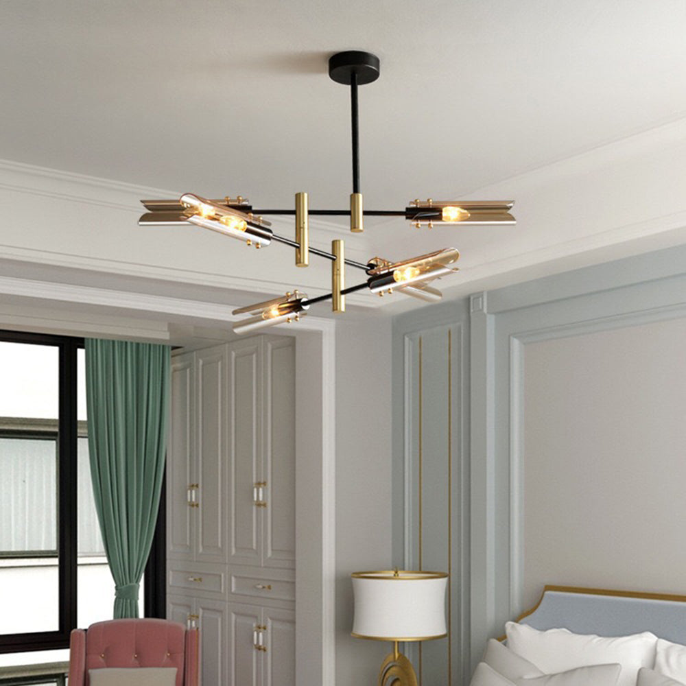 Arisha Plafonnier Linéaire Moderne, Métal/Verre, Gris Fumé/Ambre, Salon - Neutralighting