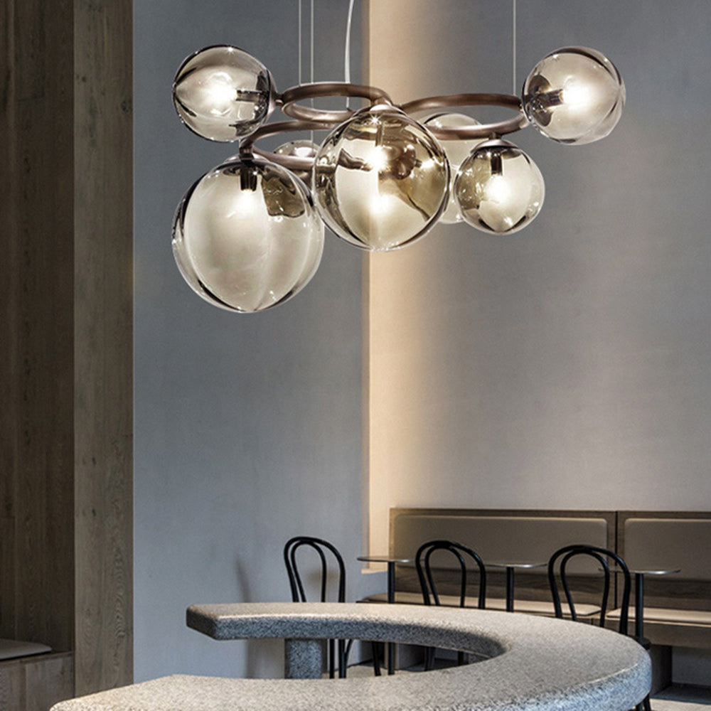 Valentina Luminaires Suspensions Anneau Moderne Métal/Verre Noir/Blanc/Gris/Doré Chambre à Coucher