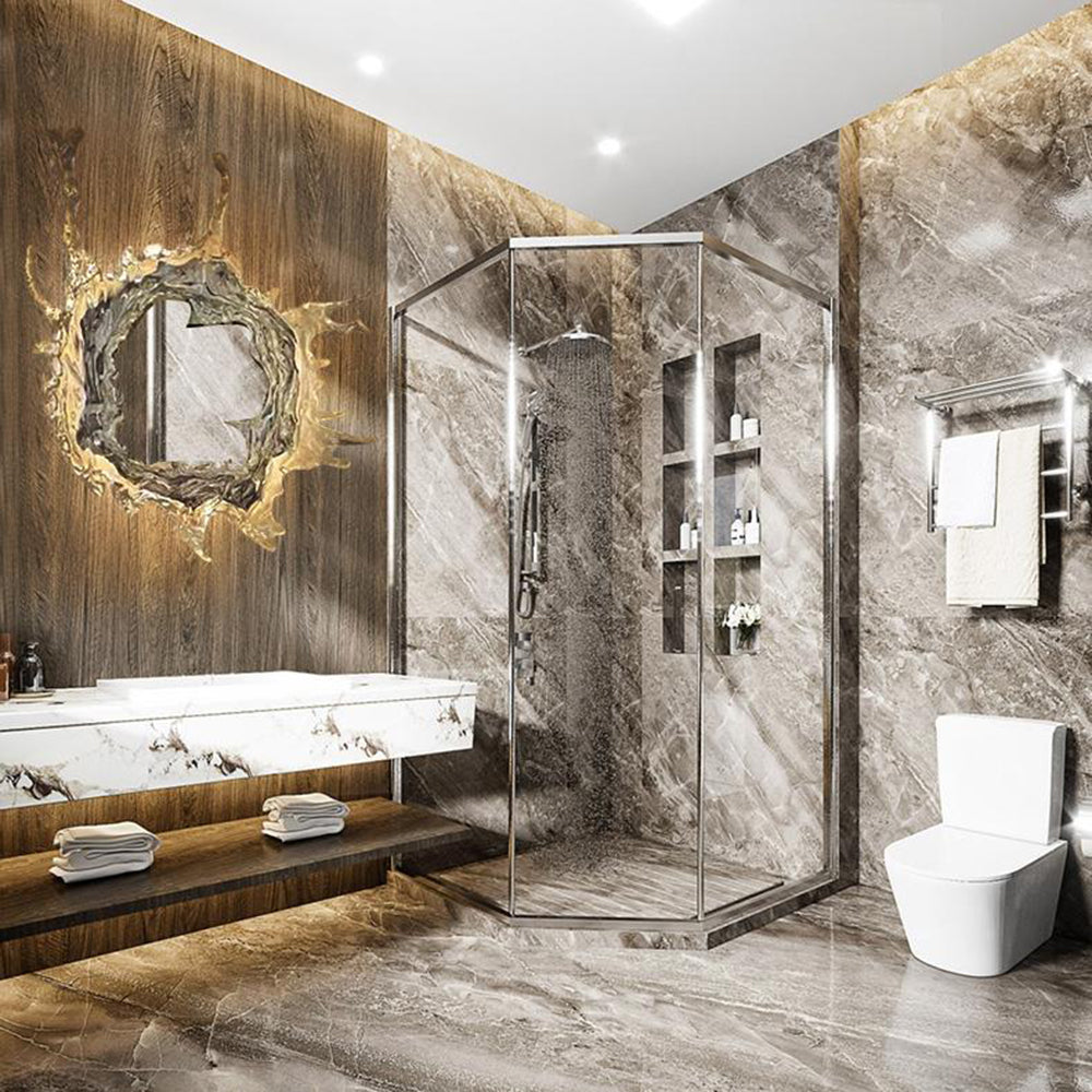 Kristy Applique Murale Rond Moderne, Résine/Métal, Or/Argent, Salle de Bain - Neutralighting