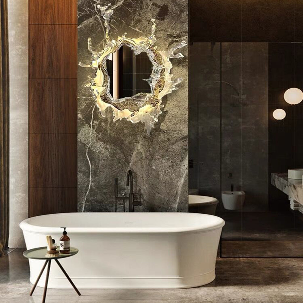 Kristy Applique Murale Rond Moderne, Résine/Métal, Or/Argent, Salle de Bain - Neutralighting