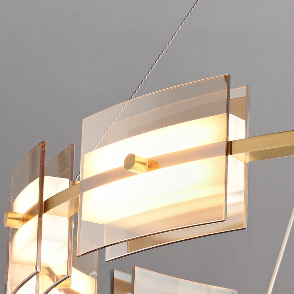 Arisha Suspension Anneau Simple, Cuivre/Verre, Noir/Or, Salon/Chambre - Neutralighting