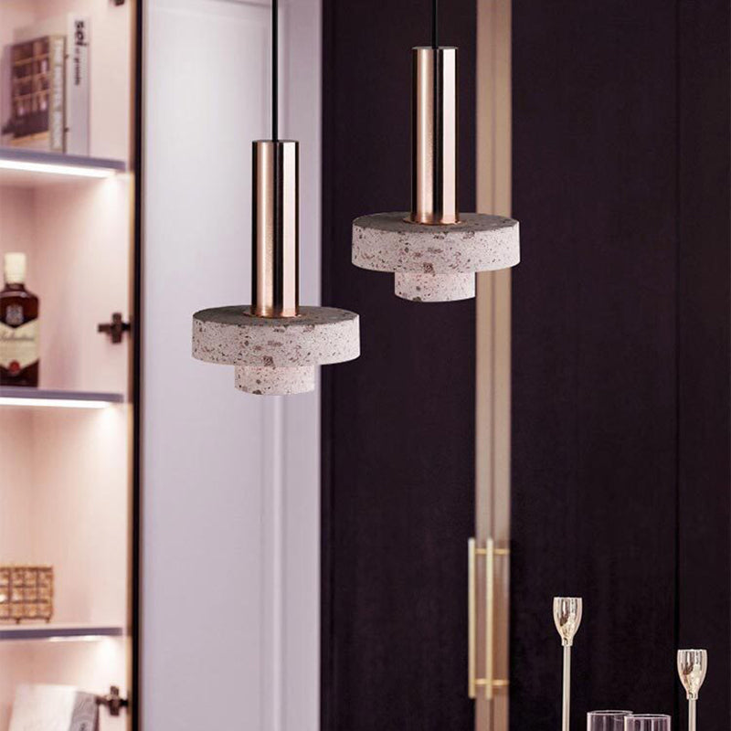 Aelith Suspension Cylindre Moderne Métal/Pierre Salle à Manger - Neutralighting