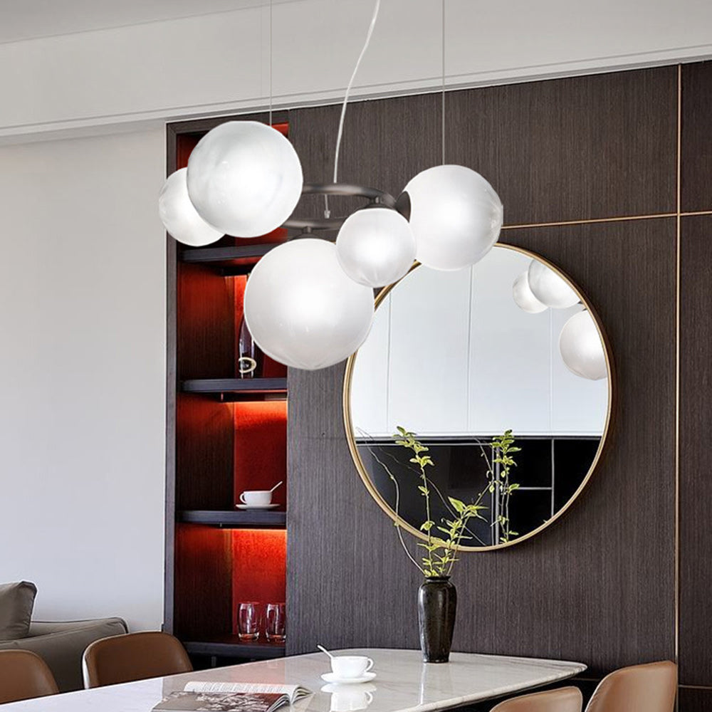 Valentina Luminaires Suspensions Anneau Moderne Métal/Verre Noir/Blanc/Gris/Doré Chambre à Coucher