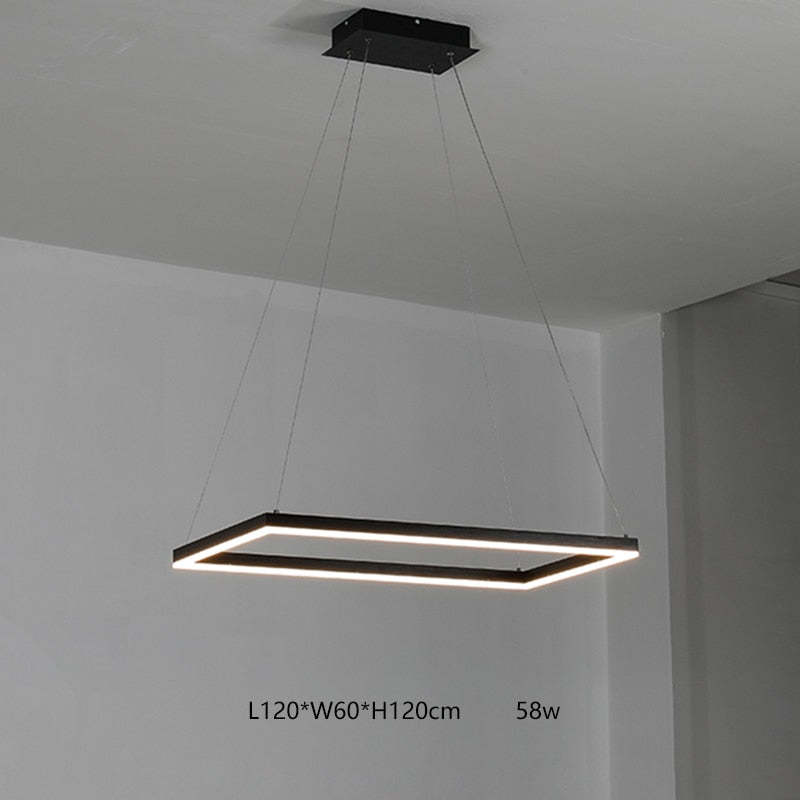 Arisha Suspension Rectangulaire Nordique, Métal/Acrylique, Noir, Chambre à Coucher/Salon - Neutralighting