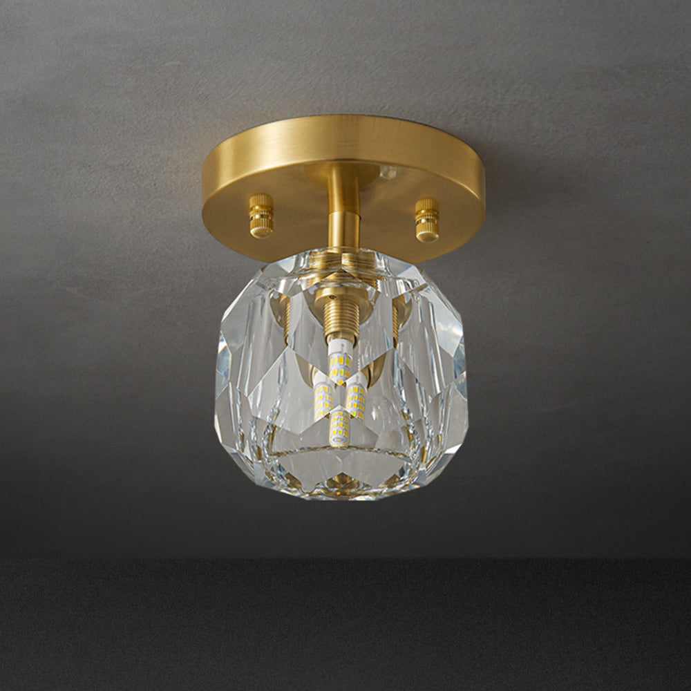 Kristy Plafonnier Diamant Cristal, Métal/Cristal, Doré, Salon - Neutralighting