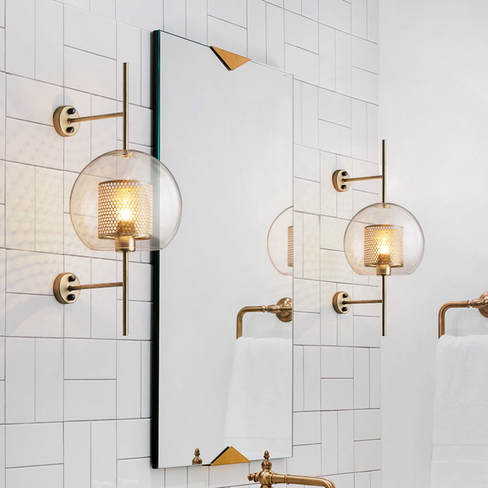 Kiri Applique Murale Globe Vintage Cuivre/Argent. Salle de Bain - Neutralighting