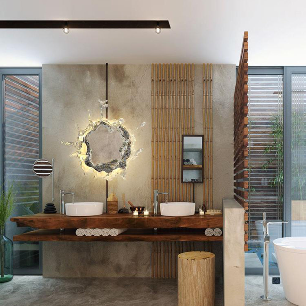 Kristy Applique Murale Rond Moderne, Résine/Métal, Or/Argent, Salle de Bain - Neutralighting